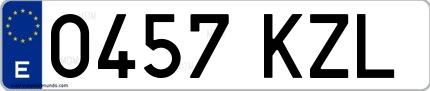 Ejemplo de matrícula española 0457 KZL