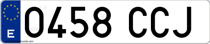 Ejemplo de matrícula de coche ordinaria 0458 CCJ