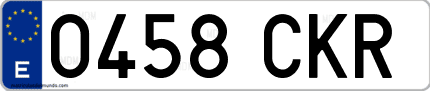 Ejemplo de matrícula de coche ordinaria 0458 CKR