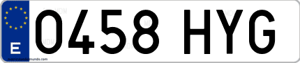 Ejemplo de matrícula de coche ordinaria 0458 HYG
