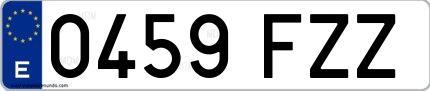 Ejemplo de matrícula española 0459 FZZ