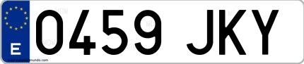 Ejemplo de matrícula española 0459 JKY