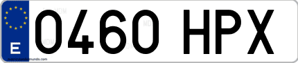 Ejemplo de matrícula de coche ordinaria 0460 HPX