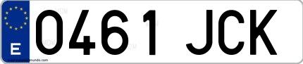 Ejemplo de matrícula de coche ordinaria 0461 JCK