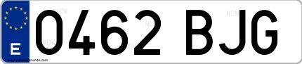 Ejemplo de matrícula española 0462 BJG