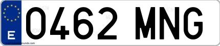 Ejemplo de matrícula española 0462 MNG