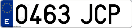 Ejemplo de matrícula de coche ordinaria 0463 JCP