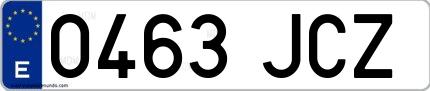 Ejemplo de matrícula española 0463 JCZ