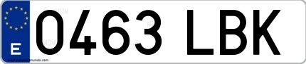 Ejemplo de matrícula española 0463 LBK