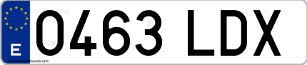Ejemplo de matrícula de coche ordinaria 0463 LDX