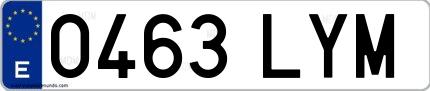 Ejemplo de matrícula española 0463 LYM