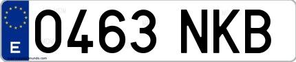 Ejemplo de matrícula española 0463 NKB