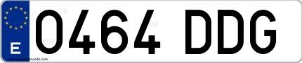 Ejemplo de matrícula española 0464 DDG