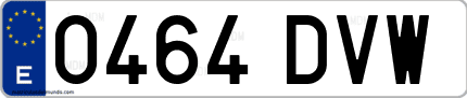 Ejemplo de matrícula de coche ordinaria 0464 DVW