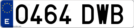 Ejemplo de matrícula de coche ordinaria 0464 DWB