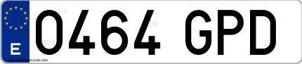 Ejemplo de matrícula española 0464 GPD
