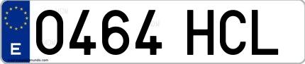 Ejemplo de matrícula española 0464 HCL