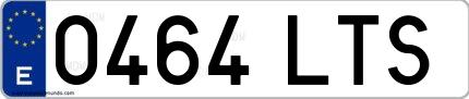 Ejemplo de matrícula española 0464 LTS