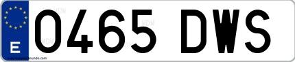 Ejemplo de matrícula española 0465 DWS
