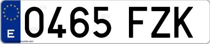 Ejemplo de matrícula española 0465 FZK