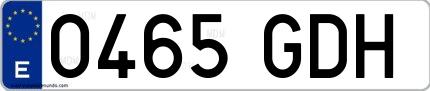 Ejemplo de matrícula española 0465 GDH