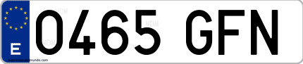 Ejemplo de matrícula de coche ordinaria 0465 GFN