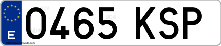 Ejemplo de matrícula de coche ordinaria 0465 KSP