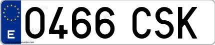 Ejemplo de matrícula española 0466 CSK