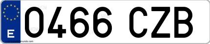 Ejemplo de matrícula española 0466 CZB