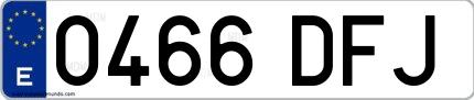 Ejemplo de matrícula española 0466 DFJ