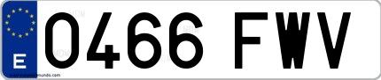 Ejemplo de matrícula española 0466 FWV