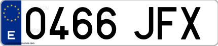Ejemplo de matrícula de coche ordinaria 0466 JFX