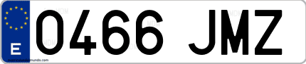 Ejemplo de matrícula de coche ordinaria 0466 JMZ