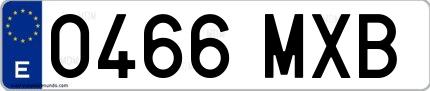 Ejemplo de matrícula española 0466 MXB