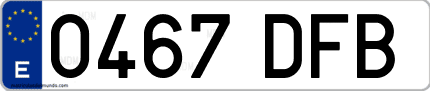 Ejemplo de matrícula de coche ordinaria 0467 DFB