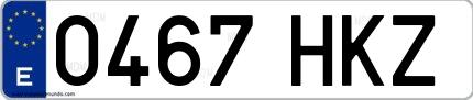 Ejemplo de matrícula española 0467 HKZ