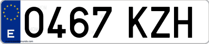 Ejemplo de matrícula de coche ordinaria 0467 KZH