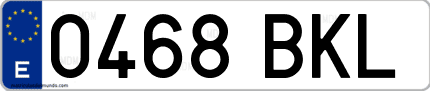 Ejemplo de matrícula de coche ordinaria 0468 BKL