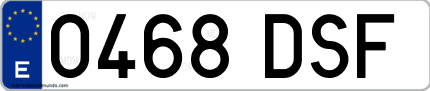 Ejemplo de matrícula de coche ordinaria 0468 DSF