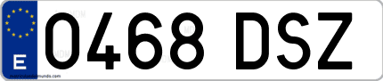 Ejemplo de matrícula de coche ordinaria 0468 DSZ