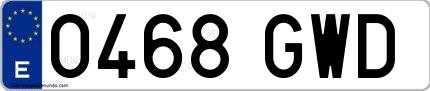 Ejemplo de matrícula española 0468 GWD