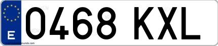 Ejemplo de matrícula española 0468 KXL