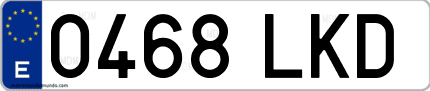 Ejemplo de matrícula de coche ordinaria 0468 LKD