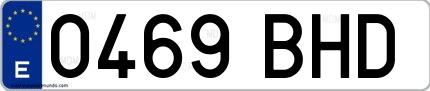Ejemplo de matrícula española 0469 BHD