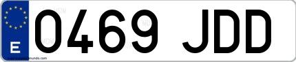 Ejemplo de matrícula española 0469 JDD