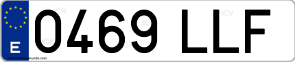 Ejemplo de matrícula de coche ordinaria 0469 LLF