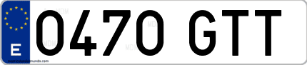 Ejemplo de matrícula de coche ordinaria 0470 GTT