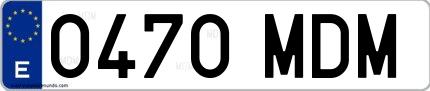 Ejemplo de matrícula española 0470 MDM