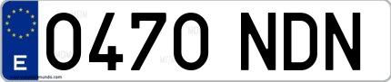Ejemplo de matrícula española 0470 NDN