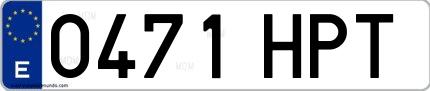 Ejemplo de matrícula española 0471 HPT
